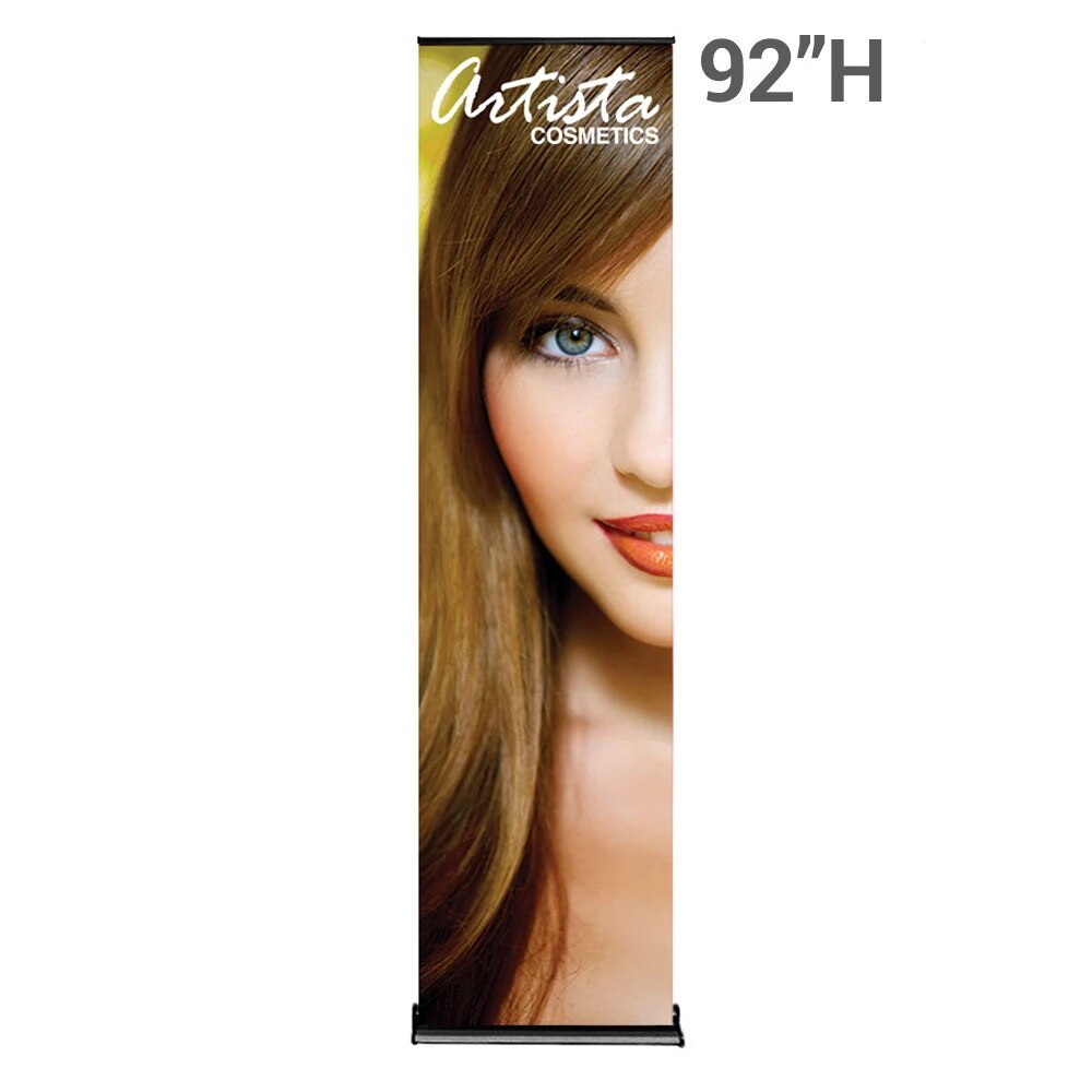 24 in. SilverStep Retractable Banner Stand — Black / 92 inches / Graphic Package